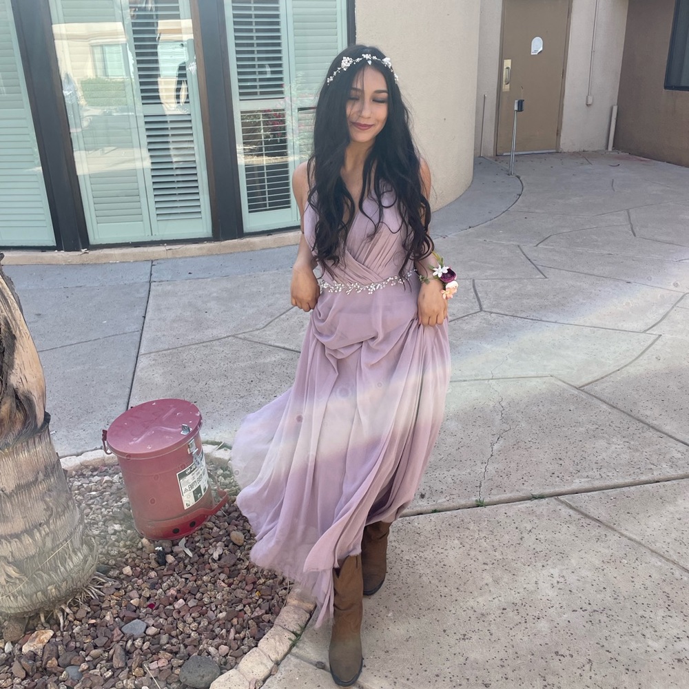 Formal lavender pink dress floor length